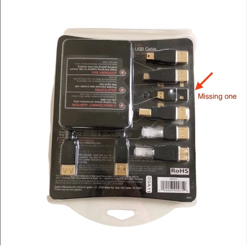 Gigaware USB Cable Adapter 5-in-1 Set with Extension Cable